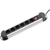 Renkforce 614A-CMB Steckdosenleiste mit Schalter 6fach Schwarz, Silber Schutzkontakt