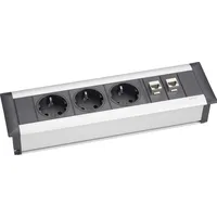 EVOline 159610001000 Steckdosenleiste 3fach Aluminium, Schwarz Schutzkontakt 1St. (3