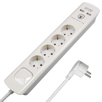 FeinTech MD000432 4-fach Steckdosenleiste mit USB Ladegerät 1,5m Kabel