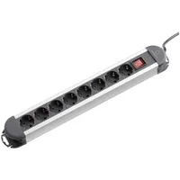 Renkforce 815A-CMB Steckdosenleiste mit Schalter 8fach Schwarz, Silber Schutzkontakt
