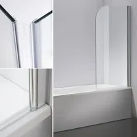 Melko Duschabtrennung Badewannenaufsatz aus 5 mm ESG Sicherheitsglas, faltbar,