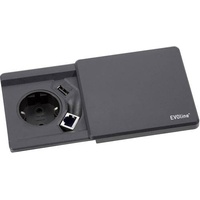 EVOline 159270000100 Einbau-Steckdose mit USB, mit Cat6 Buchse Schwarz