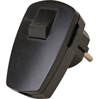 Kopp Schutzkontakt-Stecker mit Schalter, schwarz