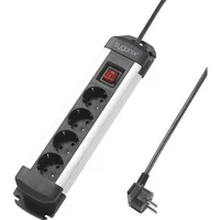 Sygonix SY-4538264 Steckdosenleiste mit Schalter 4fach Schwarz, Silber Schutzkontakt