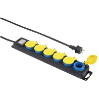 Renkforce 650D-CMB Steckdosenleiste mit Schalter 6fach Schwarz, Gelb, Blau