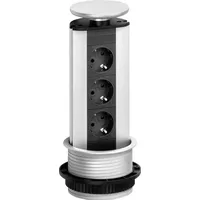 EVOline 93100001 Steckdosenturm 3fach Schwarz, Silber Schutzkontakt 1 St.