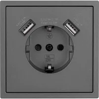 McPower Schutzkontakt-Steckdose McPower "Shallow", 2x USB-A - 5V/2,1A, anthrazit,