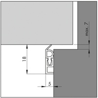 Elton Abdichtungsschiene PTS-AR L.2100mm B.5mm Ku.blk weiß m.Weich PVC-Lippe