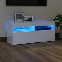 VidaXL TV-Schrank mit LED-Leuchten Hochglanz-Weiß 90x35x40 cm