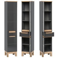 Lomadox Badezimmer Hochschrank SOLNA-56 inkl. Standfüßen, Hochglanz grau, b