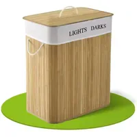 Juskys Bambus Wäschekorb Curly 100 Liter mit Deckel &