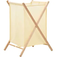 VidaXL Wäschekorb Zedernholz und Stoff Beige 42x41x64 cm