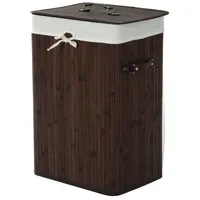 Homcom Wäschekorb mit Deckel Segeltuchsack, Bambus