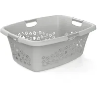 Rotho Wäschekorb Flowers 50, Cool Grey