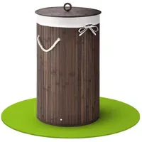 Juskys Bambus Wäschekorb Curly-Round 55 L natur