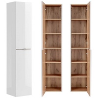 Lomadox Badezimmer Hochschrank TOSKANA-56 in Weiß-Hochglanz b/h/t ca. 35/170/33cm