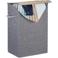 Relaxdays Wäschekorb Klettdeckel, Stoff, 2 Henkel, tragbar, 60 l