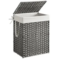 Songmics Wäschekorb Polyrattan 90 L Grau