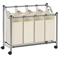 Songmics Wäschekorb mit 4 abnehmbaren Stofftaschen,
