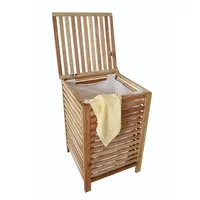 Buri Wäschebox aus Walnussholz Wäschetruhe Wäschetonne Wäschesammler Sitzhocker Truhe