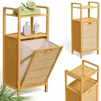 CASARIA Badregal mit Wäschekorb Bambus Holz 95x40x30cm Badezimmerregal 2