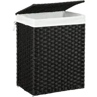 Songmics Wäschekorb aus Polyrattan Schwarz