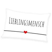 Herding Lieblingsmensch Soft-Velboa Kissen 30 x 50 cm Weiß
