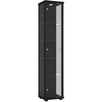 K-Möbel Glasvitrine Schwarz Glas, 4 Fächer, Rechteckig, 37x176x33 cm,