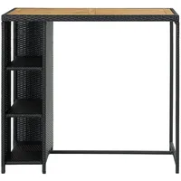 VidaXL Bartisch mit Regal Schwarz 120x60x110 cm Poly Rattan