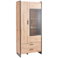 Hom'in Hom`in Vitrine Eiche Artisan, Glas, Holzwerkstoff 8 Fächer,