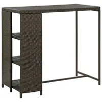 VidaXL Bartisch mit Regal Braun 120x60x110 cm Poly Rattan