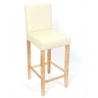 Mendler 2er-Set Barhocker Barstuhl M37 Kunstleder creme, helle Füße