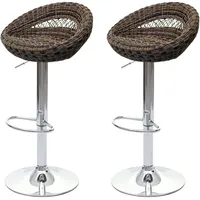 Mendler 2er-Set Barhocker HWC-G26, Tresenhocker Barstuhl Drehhocker, In-/Outdoor Poly-Rattan