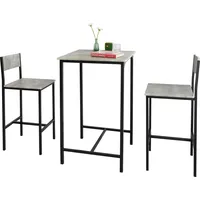 SoBuy OGT27-HG 3-teilig Bartisch mit Stühlen Esstisch Stehtisch Bistrotisch