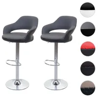Mendler 2er-Set Barhocker HWC-F16, Barstuhl Tresenhocker Drehhocker, mit Lehne