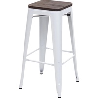 MCW Barhocker MCW-A73 inkl. Holz-Sitzfläche, Barstuhl Tresenhocker, Metall Industriedesign