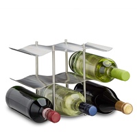 Relaxdays Weinregal Edelstahl für 9 Flaschen, Modernes Metall Design,