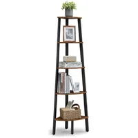 VASAGLE Eckregal 45,5 x 30 x 159 cm Braun-Schwarz