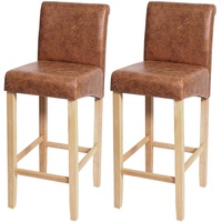Mendler 2er-Set Barhocker HWC-C33, Barstuhl Tresenhocker, Holz - Wildlederimitat,