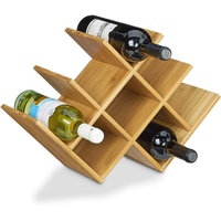 Relaxdays Weinregal Bambus HxBxT:31,5x47x16,5cm, Flaschenhalter für 8 Flaschen Holz