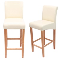 Mendler 2er-Set Barhocker HWC-C33, Barstuhl Tresenhocker, Holz creme, helle
