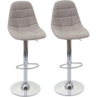 Mendler 2er-Set Barhocker HWC-A67, Barstuhl Tresenhocker, MVG-zertifiziert - creme-grau,