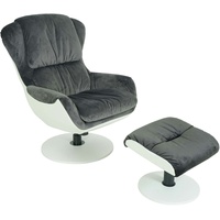 Mendler Relaxsessel HWC-E52, Fernsehsessel TV-Sessel Hocker, drehbar Samt/Kunstleder dunkelgrau