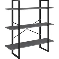 VidaXL Bücherregal 3 Fächer Grau 100x30x105 cm Massivholz Kiefer