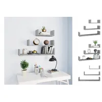 VidaXL Wandregal 3 Stk. Betongrau Holzwerkstoff