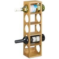 Relaxdays Weinregal Bambus, HxBxT:53x14x12cm, Flaschenhalter 5 Fächer, Holzregal für