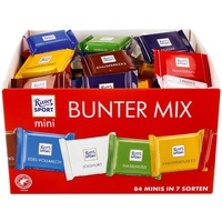 Ritter Sport Mini-Tafelschokolade Bunter Mix, 84 Stück