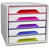 CEP Schubladenbox Smoove weiß/bunt-transparent 1071110931, DIN A4 mit 5