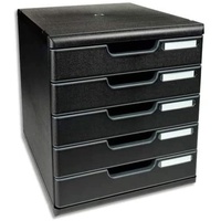 Exacompta Schubladenbox Modulo schwarz 301414D, DIN A4 5 Schubladen