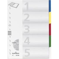 Durable Register DIN A4 blanko Polypropylen Mehrfarbig 5 Registerblätter